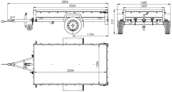 REMORQUE VOITURE UTILITAIRE 200X125 AVEC BÂCHE PLATE, RIDELLES GRILLAGÉES ET ROUE JOCKEY - GARDEN TRAILER 201 KIPP – Image 7