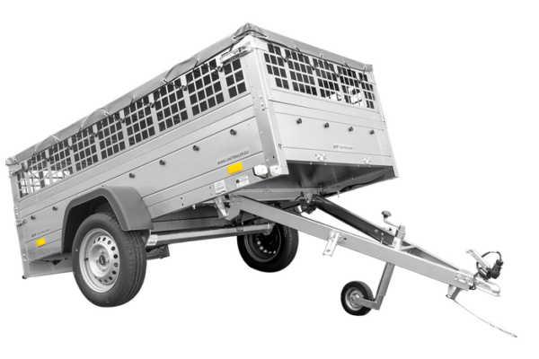 REMORQUE VOITURE UTILITAIRE 200X125 AVEC BÂCHE PLATE, RIDELLES GRILLAGÉES ET ROUE JOCKEY - GARDEN TRAILER 201 KIPP – Image 6