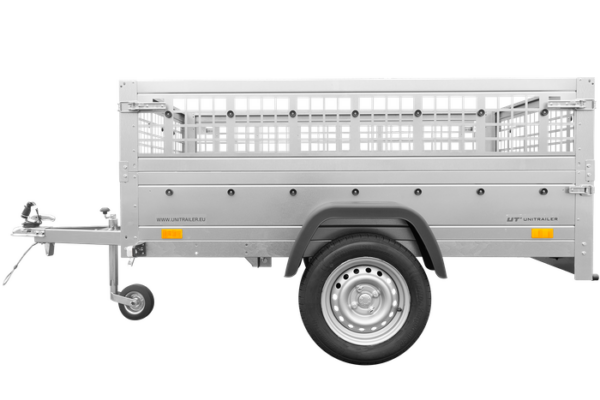 REMORQUE BASCULANTE 200X125 AVEC RIDELLES GRILLAGÉES ET ROUE JOCKEY - GARDEN TRAILER 201 KIPP