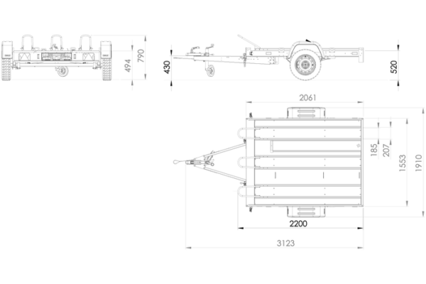 REMORQUE MOTO 3 RAILS UNITRAILER MOTO 3/R [AVEC AMORTISSEURS] – Image 2