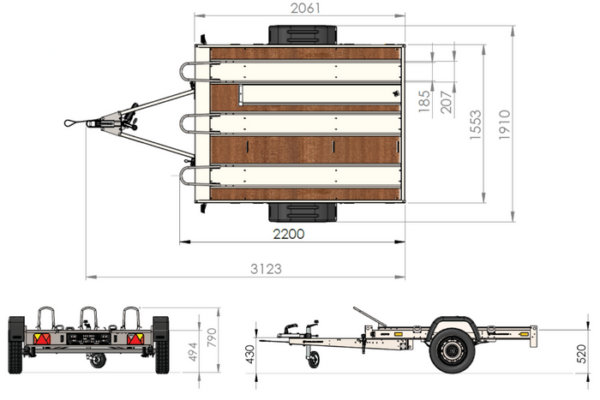 REMORQUE MOTO BASCULANTE UNITRAILER MOTO 3/R AVEC RESSORTS – Image 2