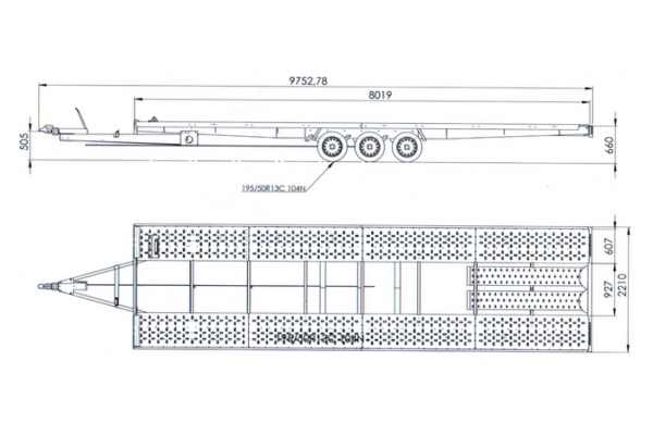 REMORQUE PORTE VOITURE À TROIS ESSIEUX 800X230 UNIPLAT 800/3 S 3500 KG – Image 2