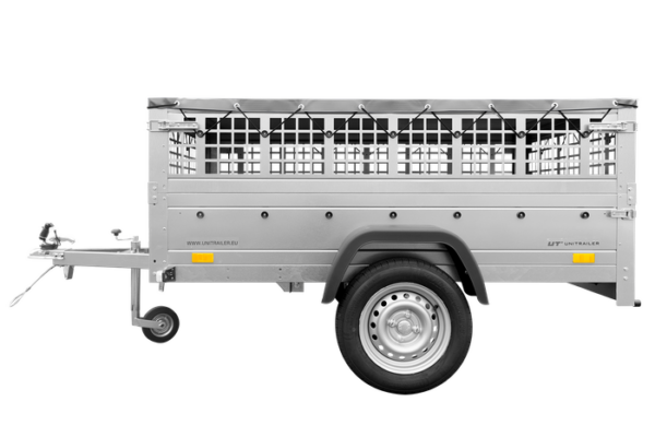 REMORQUE VOITURE UTILITAIRE 200X125 AVEC BÂCHE PLATE, RIDELLES GRILLAGÉES ET ROUE JOCKEY - GARDEN TRAILER 201 KIPP – Image 4