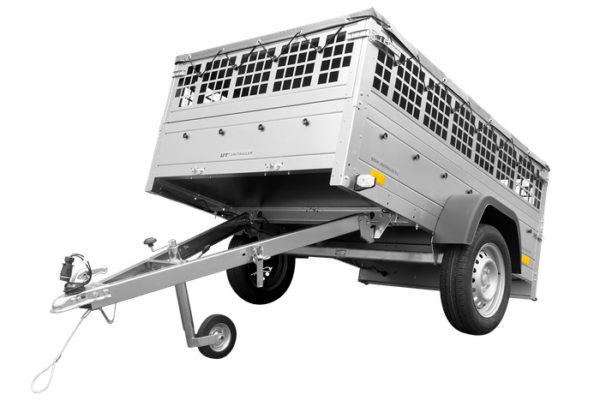 REMORQUE VOITURE UTILITAIRE 200X125 AVEC BÂCHE PLATE, RIDELLES GRILLAGÉES ET ROUE JOCKEY - GARDEN TRAILER 201 KIPP – Image 2